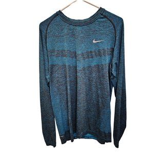 Men's Blue Dri-fit Knit Running Long-Sleeve Shirt